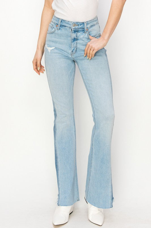 Sharon High Rise Boot Cut W/Color Panel Detail Jeans