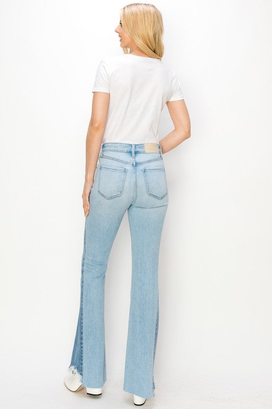 Sharon High Rise Boot Cut W/Color Panel Detail Jeans