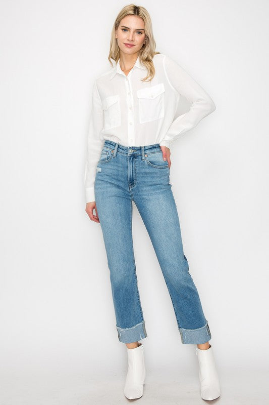 PLUS SIZE - HIGH RISE STRAIGHT JEANS