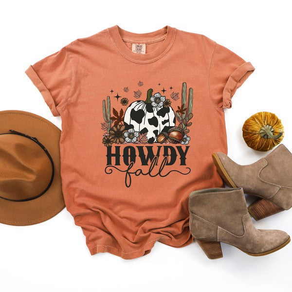 Howdy Fall Pumpkin Garment Dyed Tee