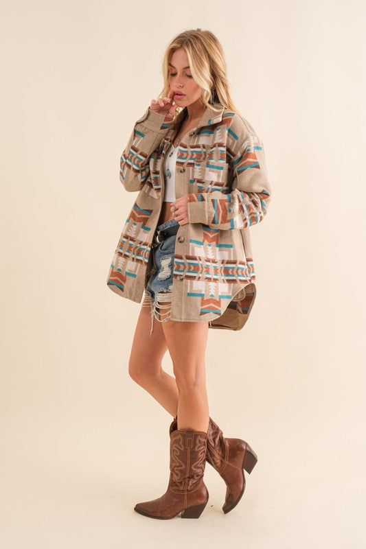 Marie Exclusive Aztec Shirt Jacket