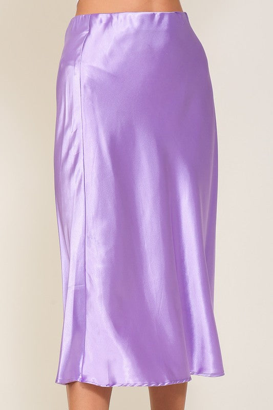 Cici Satin Midi Flare Skirt