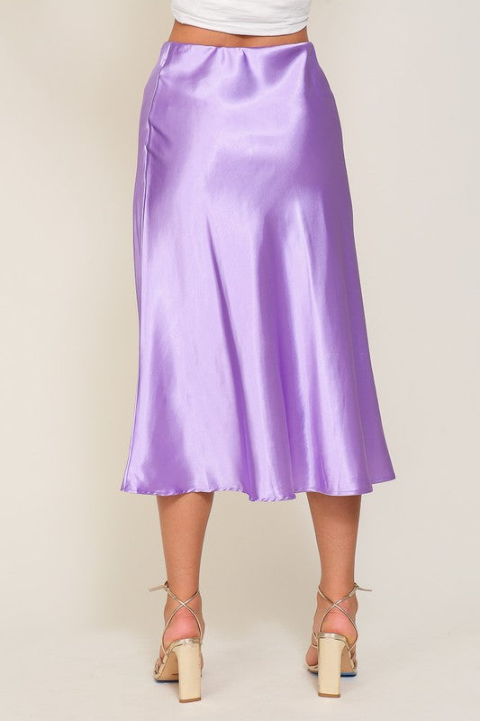 Cici Satin Midi Flare Skirt