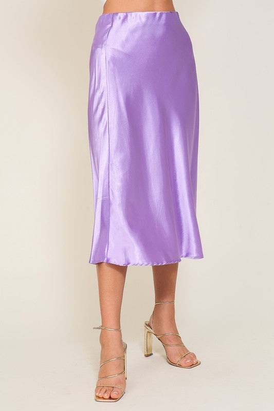 Cici Satin Midi Flare Skirt