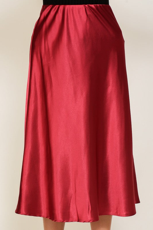 Cici Satin Midi Flare Skirt