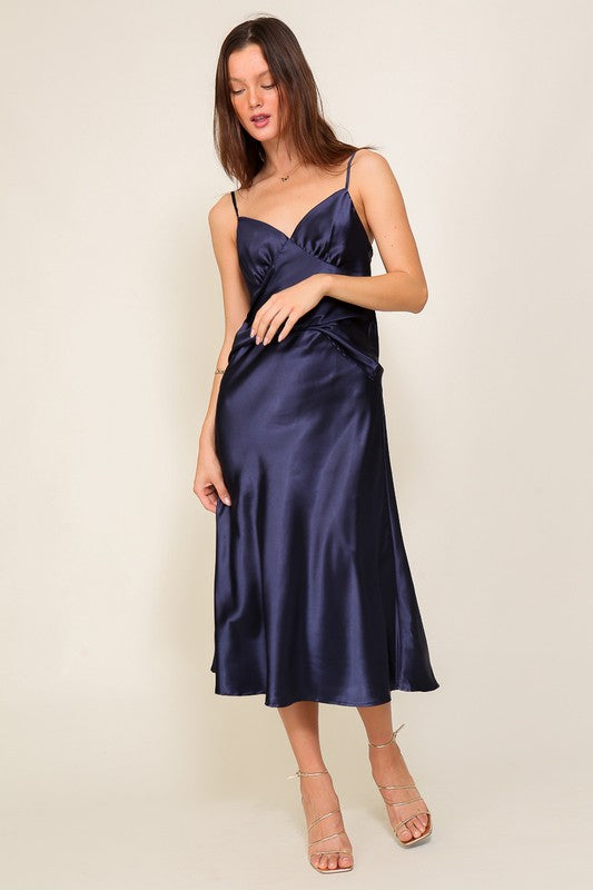 Cici Satin Midi Flare Skirt