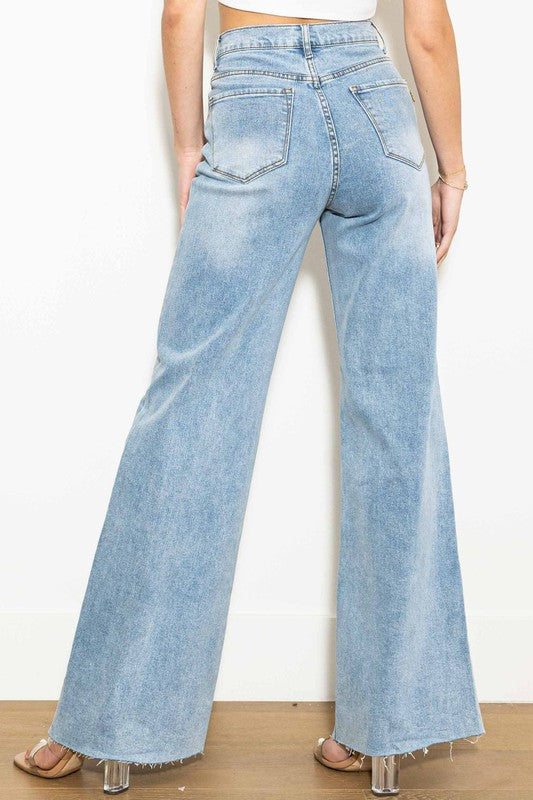 Sandra Criss Cross High Waisted Wide Leg Jeans