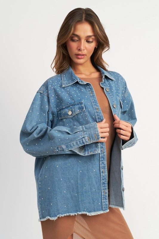 Macy Rhinestone Denim Jacket