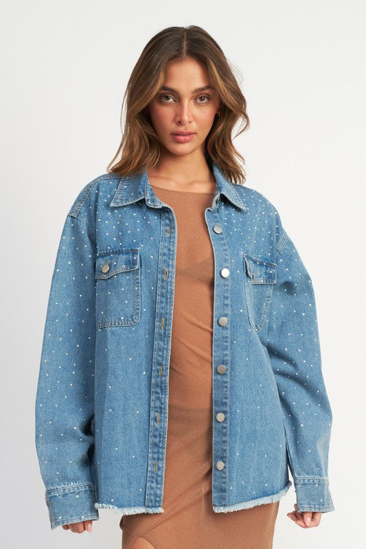 Macy Rhinestone Denim Jacket