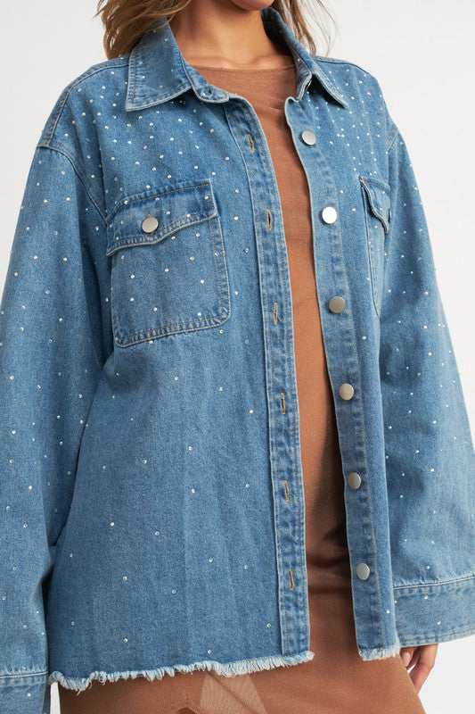 Macy Rhinestone Denim Jacket