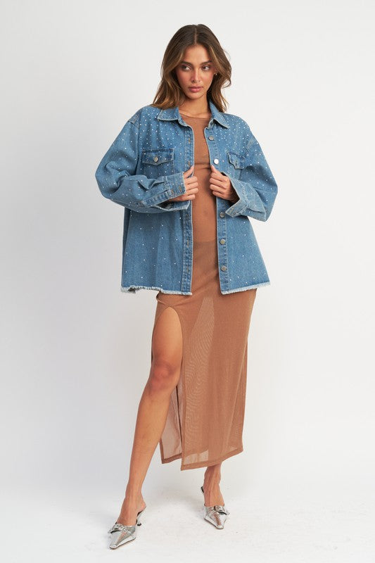 Macy Rhinestone Denim Jacket