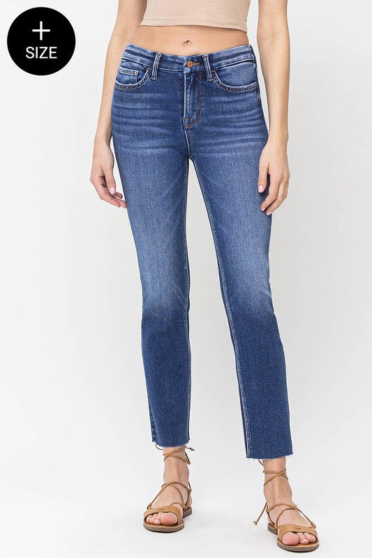 Plus Size High Rise Slim Straight Jeans