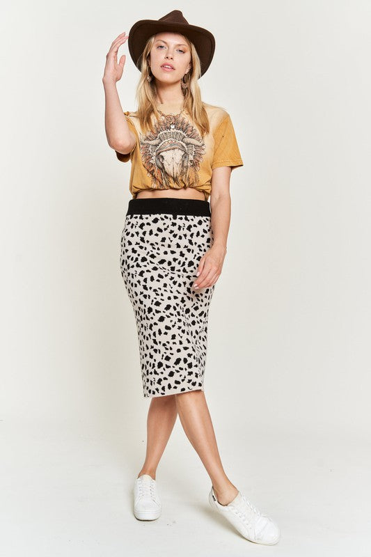 Feisty Animal Print Sweater Skirt