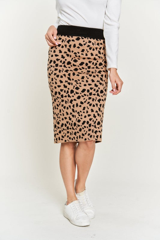 Feisty Animal Print Sweater Skirt