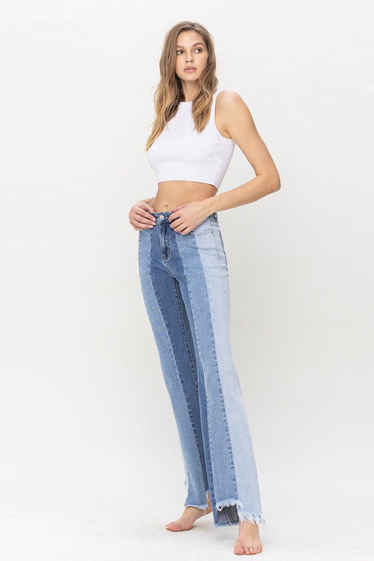 Nyla High Rise Relaxed Flare With Uneven Raw Hem