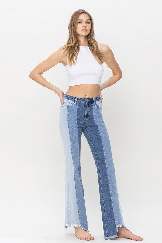 Nyla High Rise Relaxed Flare With Uneven Raw Hem