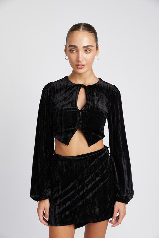 Luna Long Sleeve Velvet Crop Top