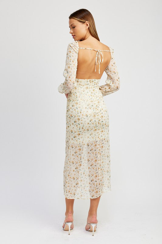 Karla Floral Print Chiffon Maxi Dress