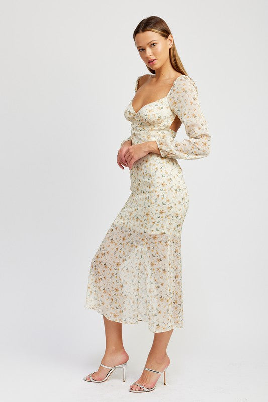 Karla Floral Print Chiffon Maxi Dress