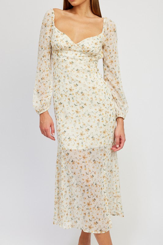 Karla Floral Print Chiffon Maxi Dress