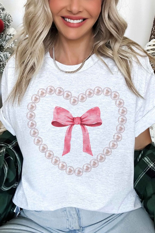 PEARL HEART BOW OVERSIZED GRAPHIC TEE