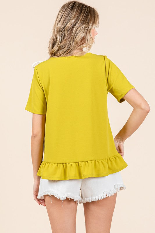 3-Bow Short Sleeve Top