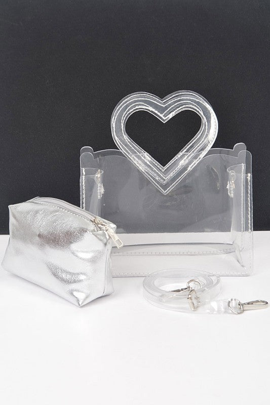 Heart Shape Handle  Stadium Transparent Bag Set