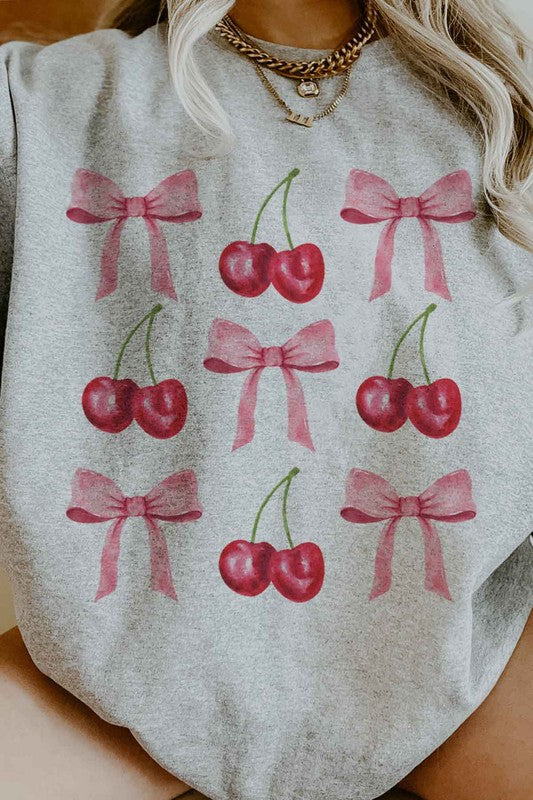 CHERRY BOW COQUETTE OVERSIZED SWEATSHIRT