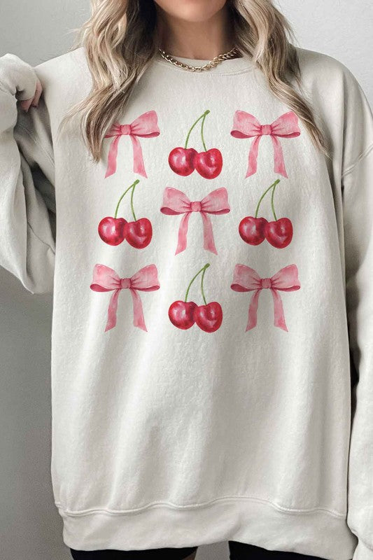 CHERRY BOW COQUETTE OVERSIZED SWEATSHIRT