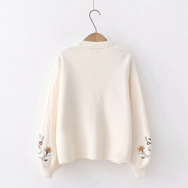 Alyssa Floral Open Knit Cardigan