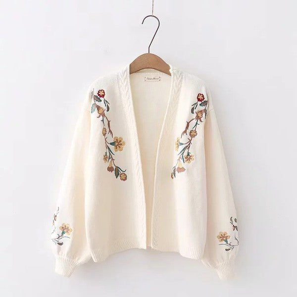 Alyssa Floral Open Knit Cardigan