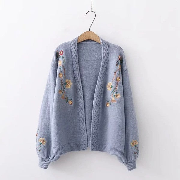 Alyssa Floral Open Knit Cardigan