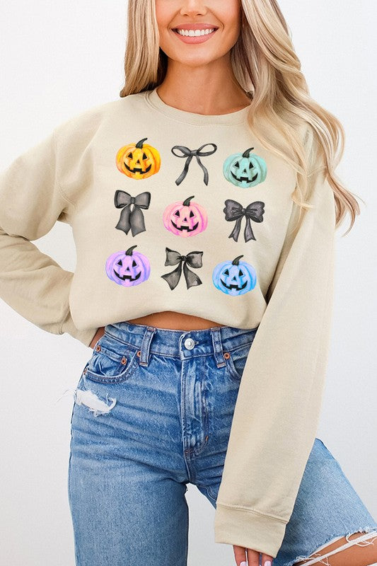 Halloween Multi Colored Pumpkin Bow Sweatshirt