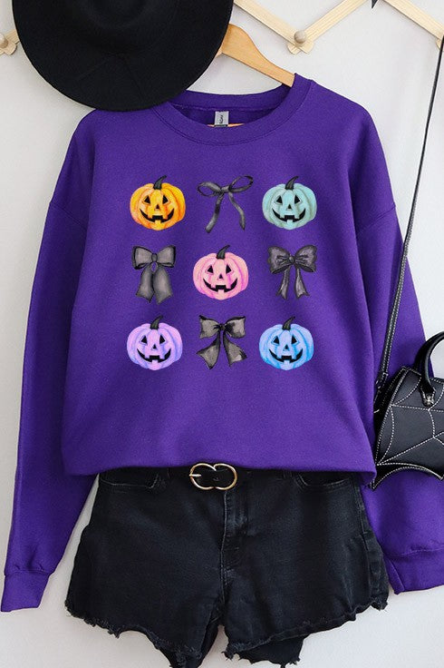 Halloween Multi Colored Pumpkin Bow Sweatshirt