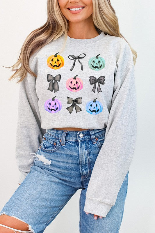 Halloween Multi Colored Pumpkin Bow Sweatshirt