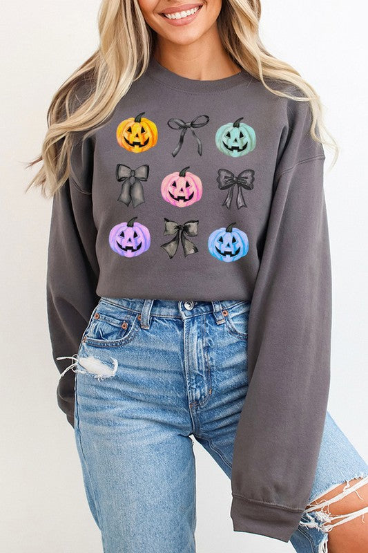 Halloween Multi Colored Pumpkin Bow Sweatshirt