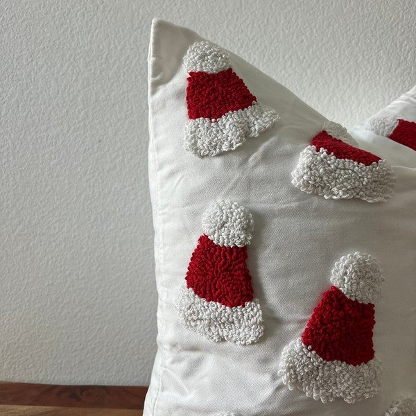 Santa Hat Throw Pillow Cover, 20x20 Tufted Design