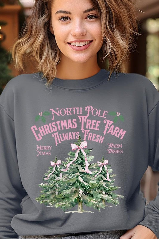 North Pole Christmas Tree Farm Fleece Sweatshirts