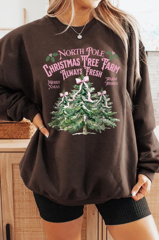 North Pole Christmas Tree Farm Fleece Sweatshirts