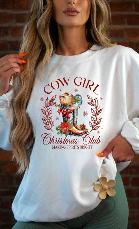 Cowgirl Christmas Club Cozy Crewneck Sweatshirt