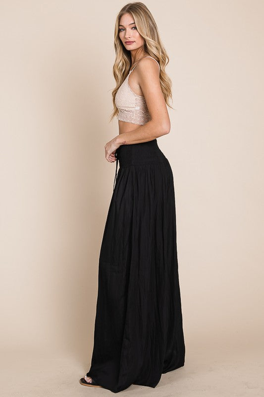 Ruched waist wide resort pants