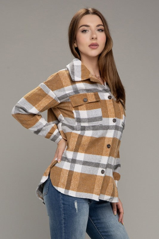 Corinna Plaid Long Sleeve Shacket