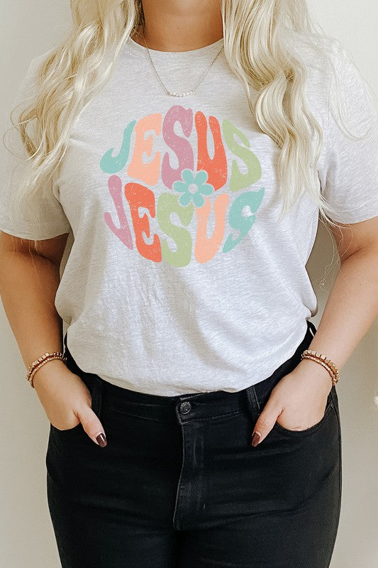 Jesus Floral Pastel Easter PLUS SIZE Graphic Tee