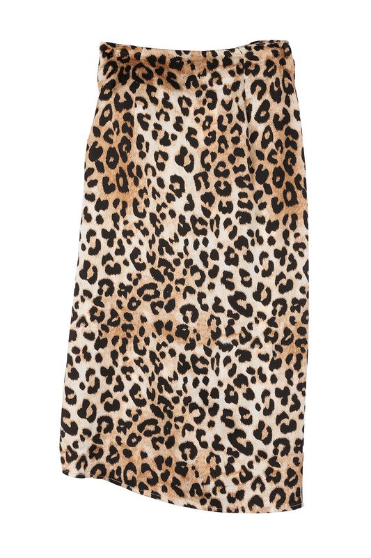 Skyler Satin leopard tie skirt