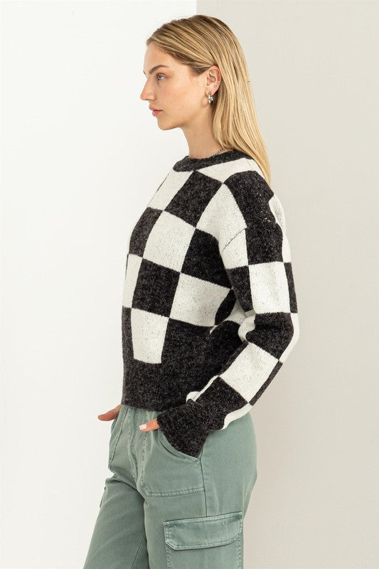 Weekend Chills Checkered Sweater