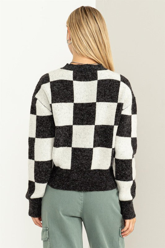 Weekend Chills Checkered Sweater