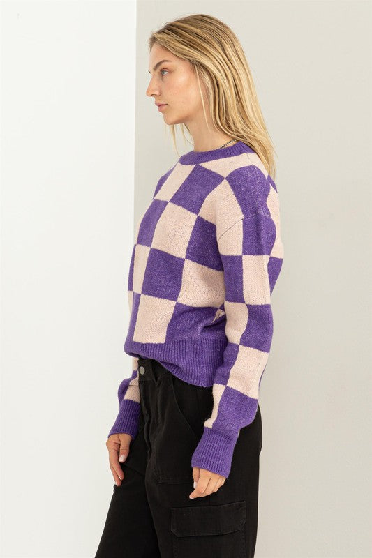 Weekend Chills Checkered Sweater