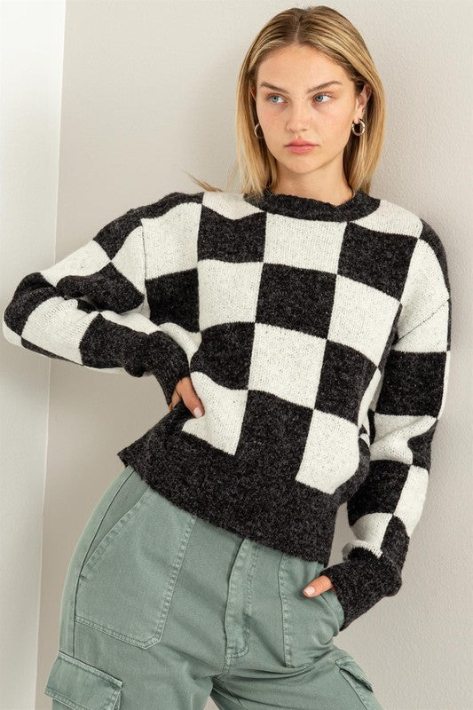 Weekend Chills Checkered Sweater