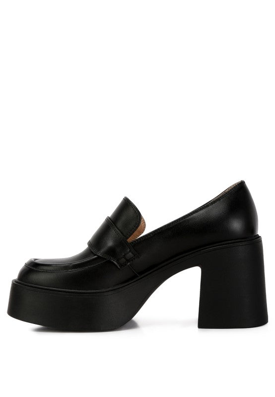 Elspeth Heeled Platform Leather Loafers