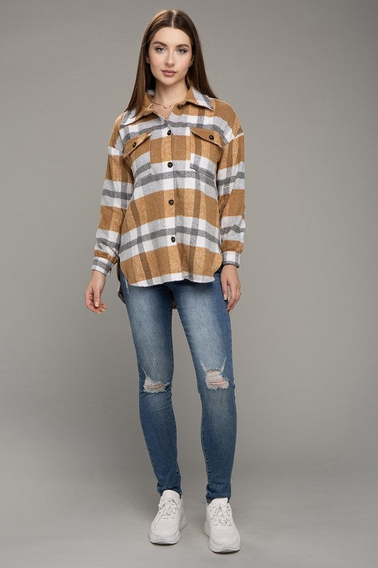 Corinna Plaid Long Sleeve Shacket